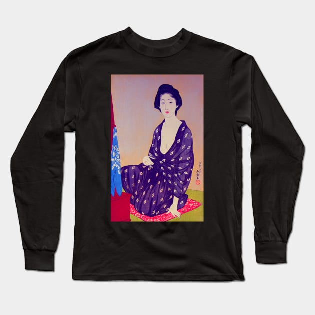 "Woman in a Summer Garment" by Hashiguchi Goyo (1920) TECHNICOLOR REMASTERED Long Sleeve T-Shirt by FineArtMaster